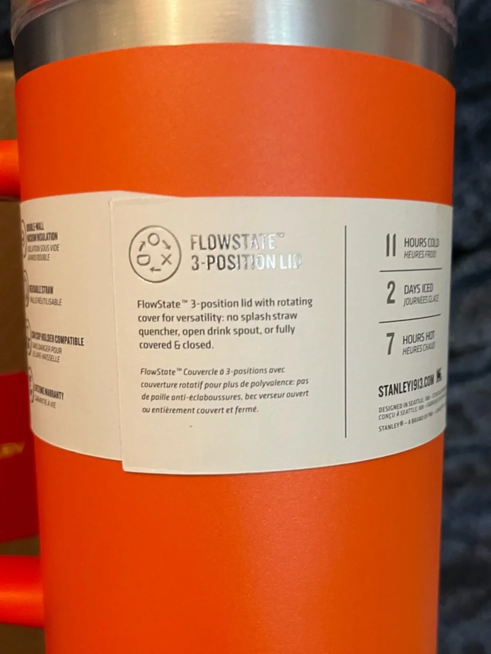 Stanley Quencher Flowstate H2.0 Tumbler Orange 40 Ounces - Picture 9 of 10